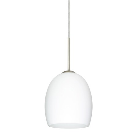 Besa Lighting Lucia Cord Pendant, Opal Matte, Satin Nickel Finish, 1x9W LED 1JT-169707-LED-SN